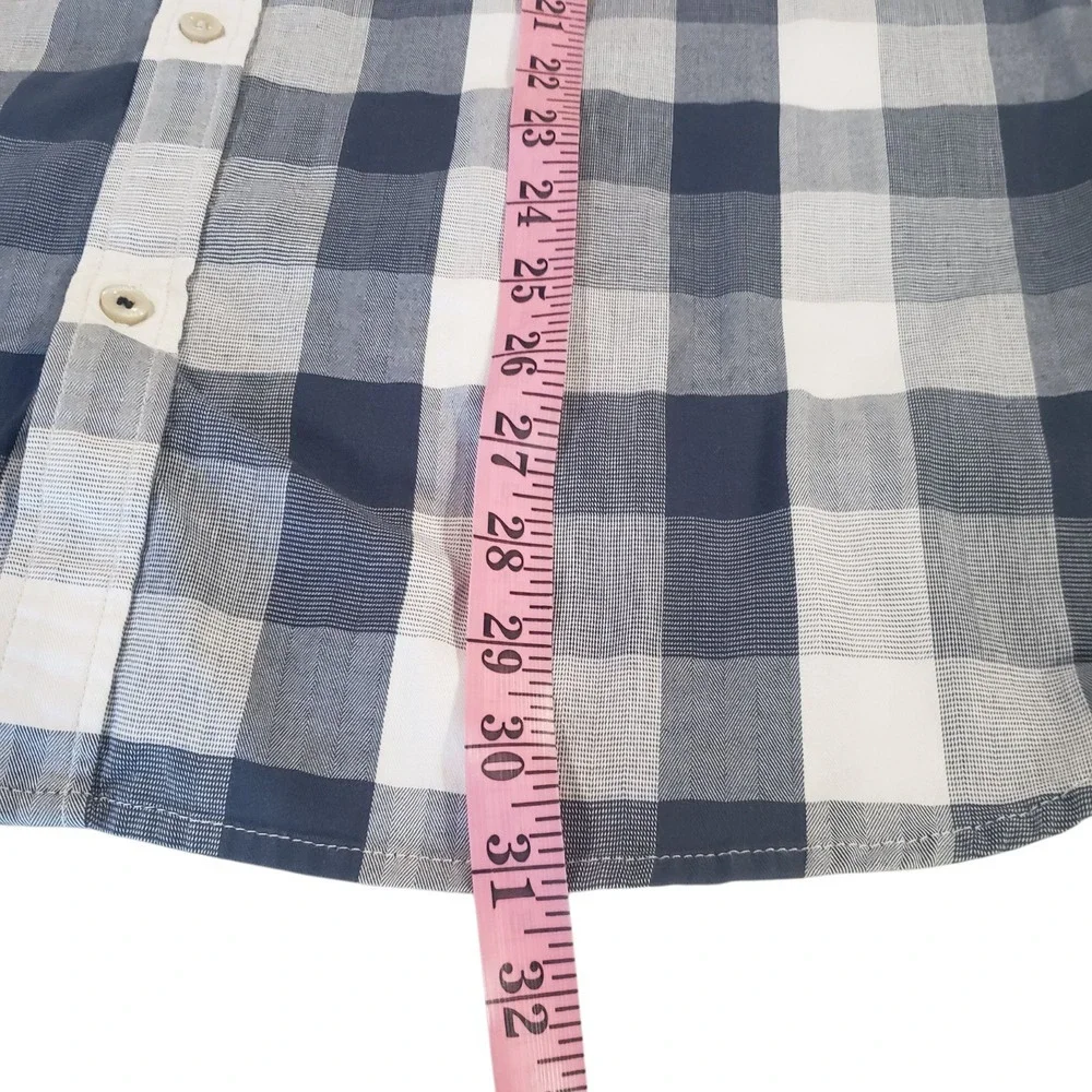 The North Face Button Up Shirt Mens Navy Blue White XL Plaid Chest Pocket Casual